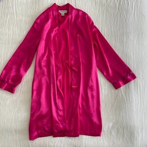 Vtg Morgan Taylor Fantasies Hot Pink Lingerie Robe (sz M)